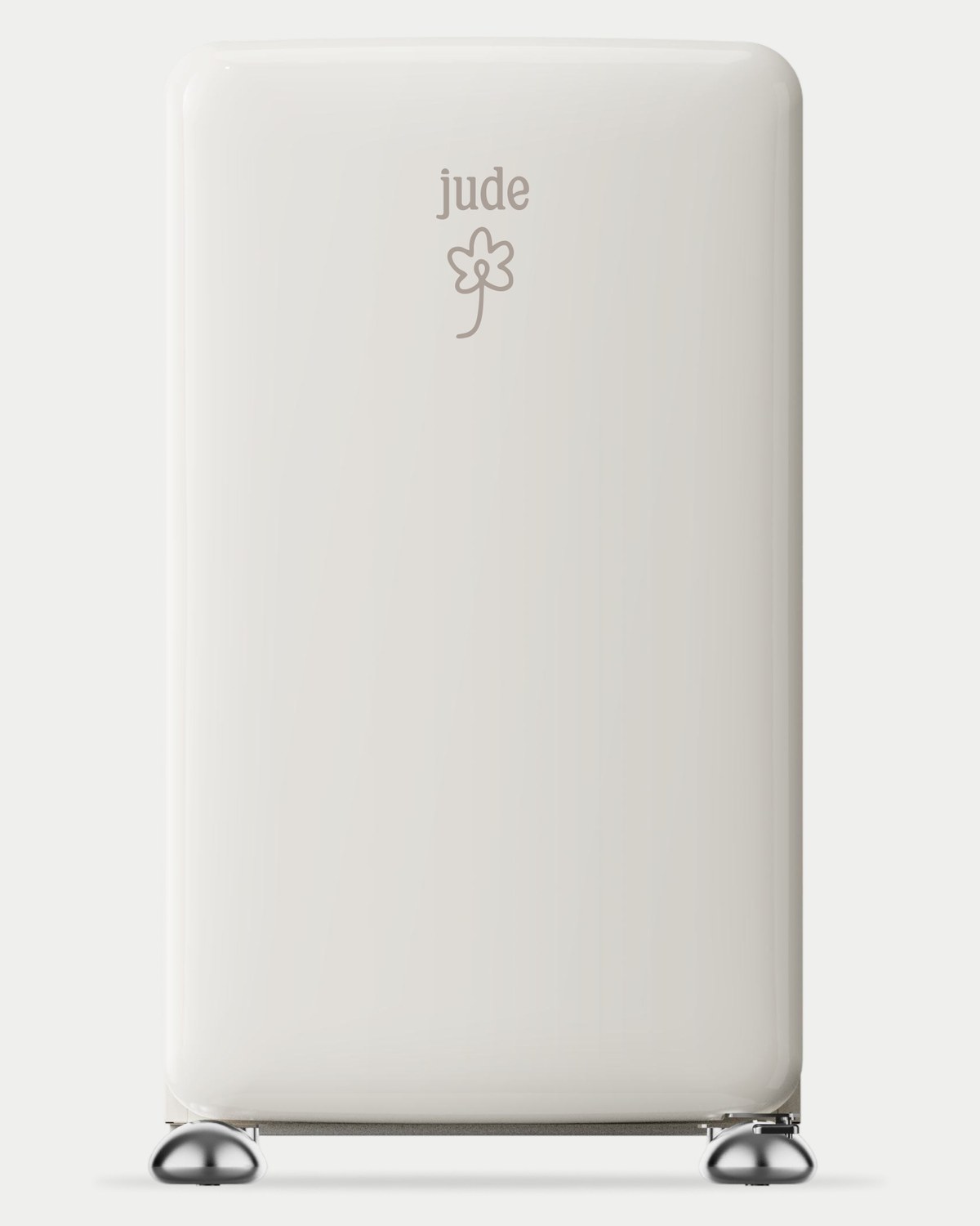jude beverage cooler — cream retro fridge with chrome feet
