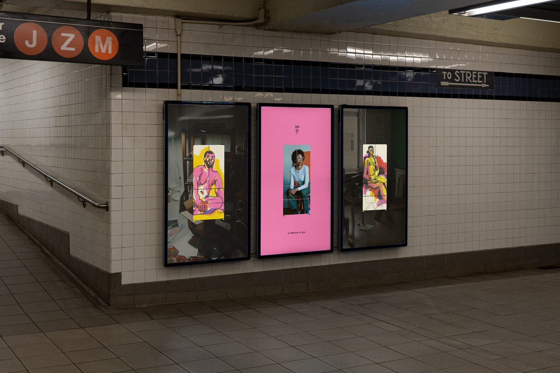 jude posters on a subway platform